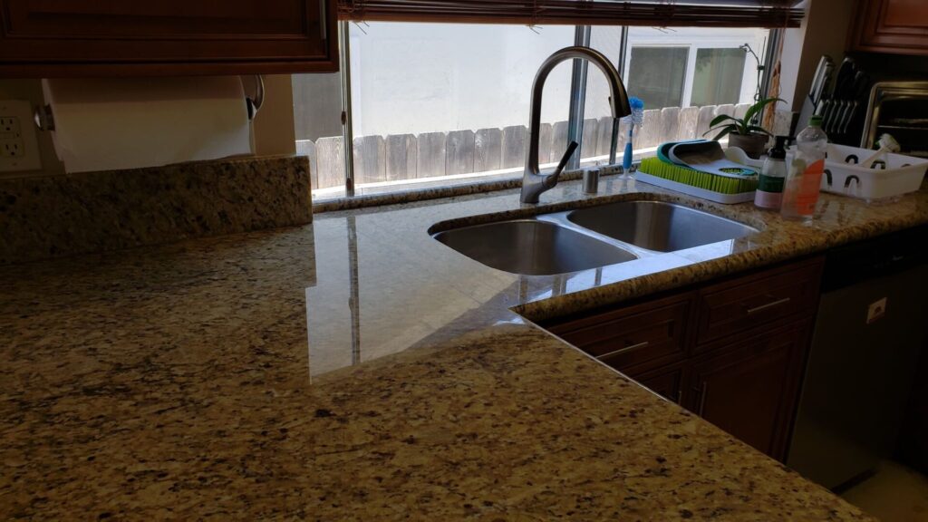 Repaired cracked granite