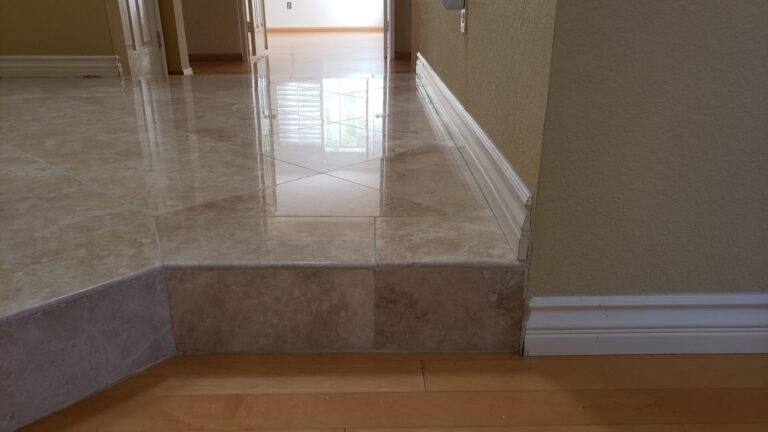 Polished travertine